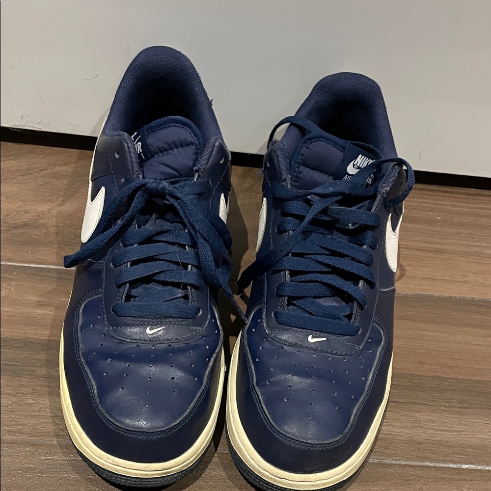 Nike Men's Air Force One Navy and White Sneakers